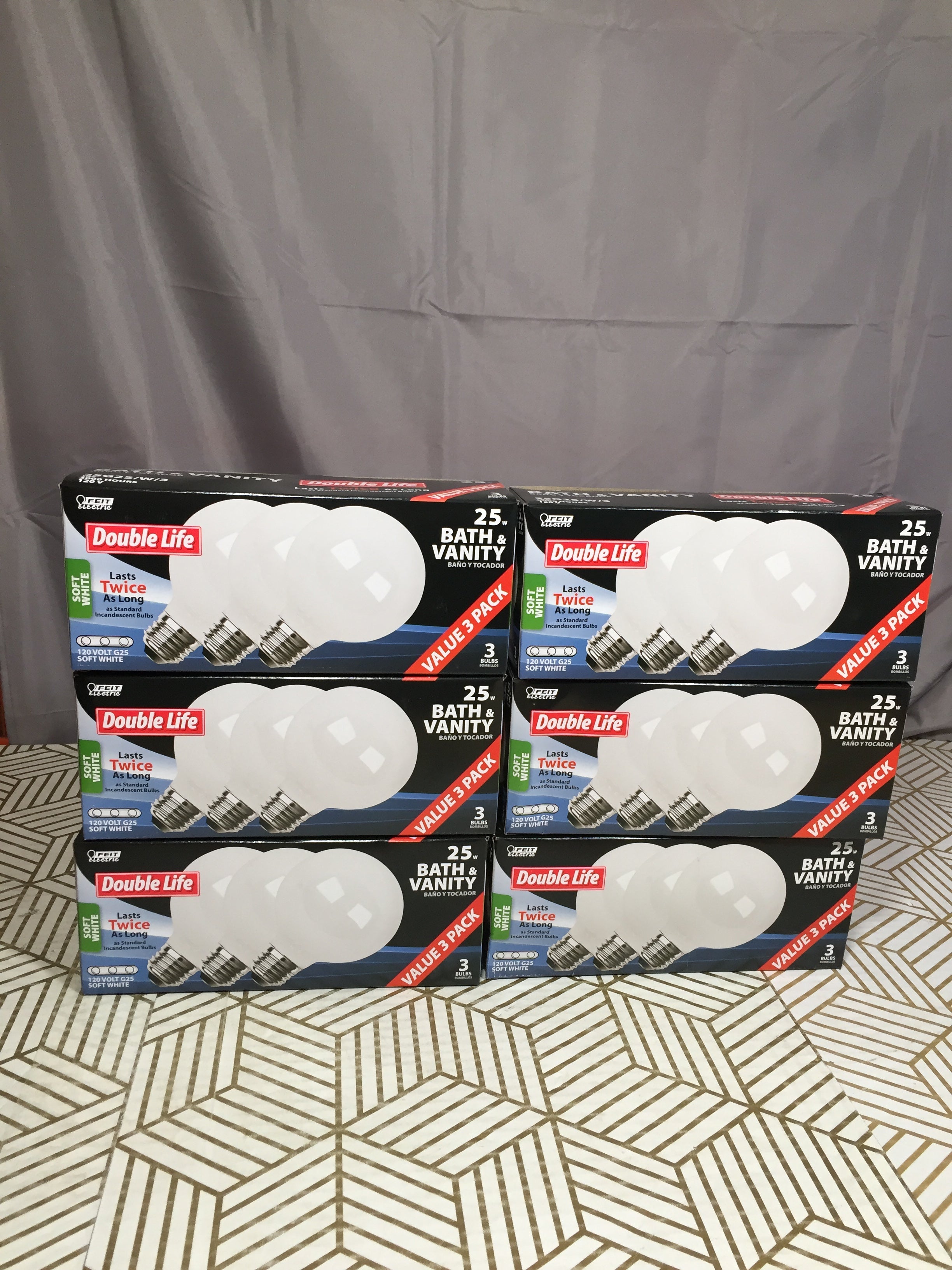 Feit ELECTRIC 25W 120V Double Life Bath & Vanity Bulbs - 18 NEW BULBS 25G25/W/3 (8177080729838)